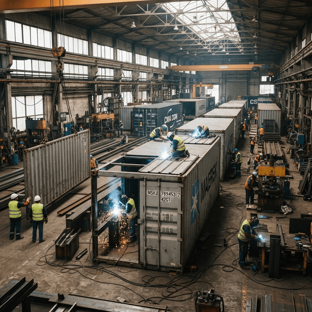 Heavy welding operations at a fabrication yard